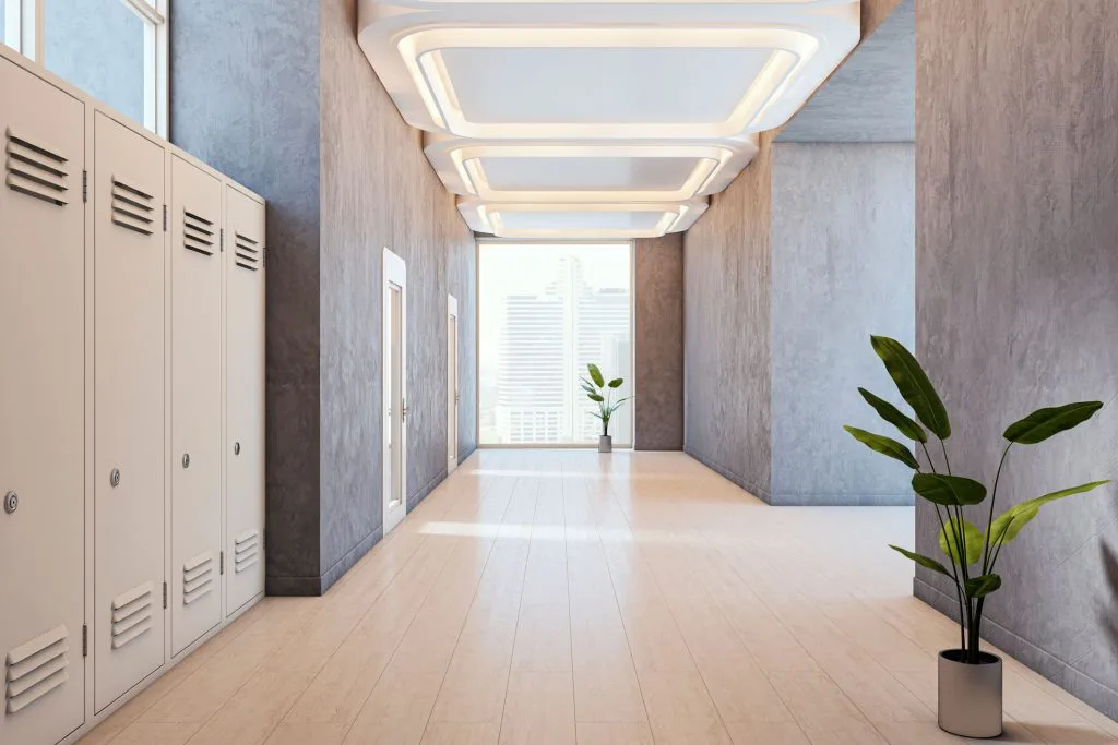 Commercial cleaning team at work